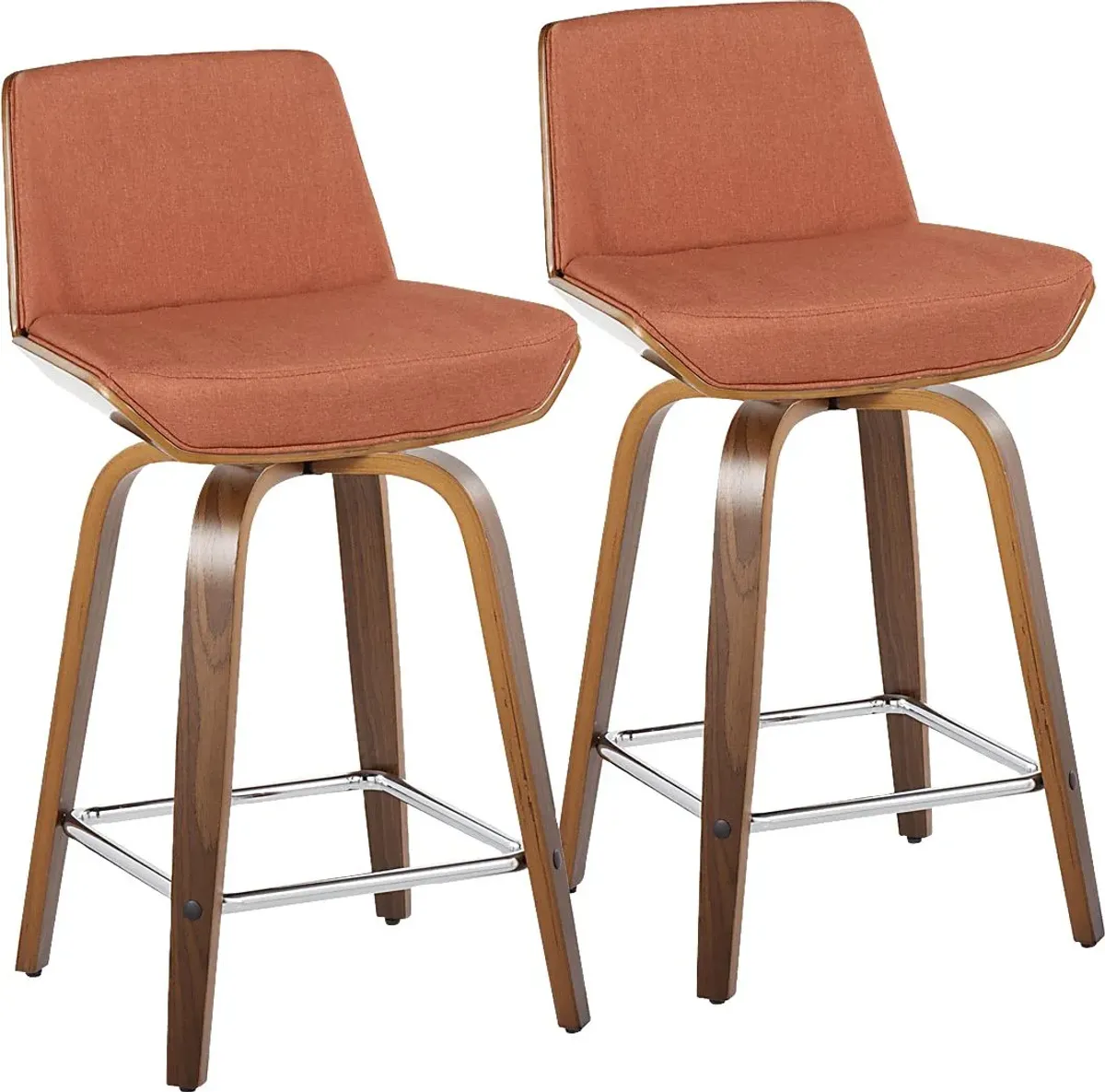 Towton I Orange Swivel Counter Height Stool, Set of 2