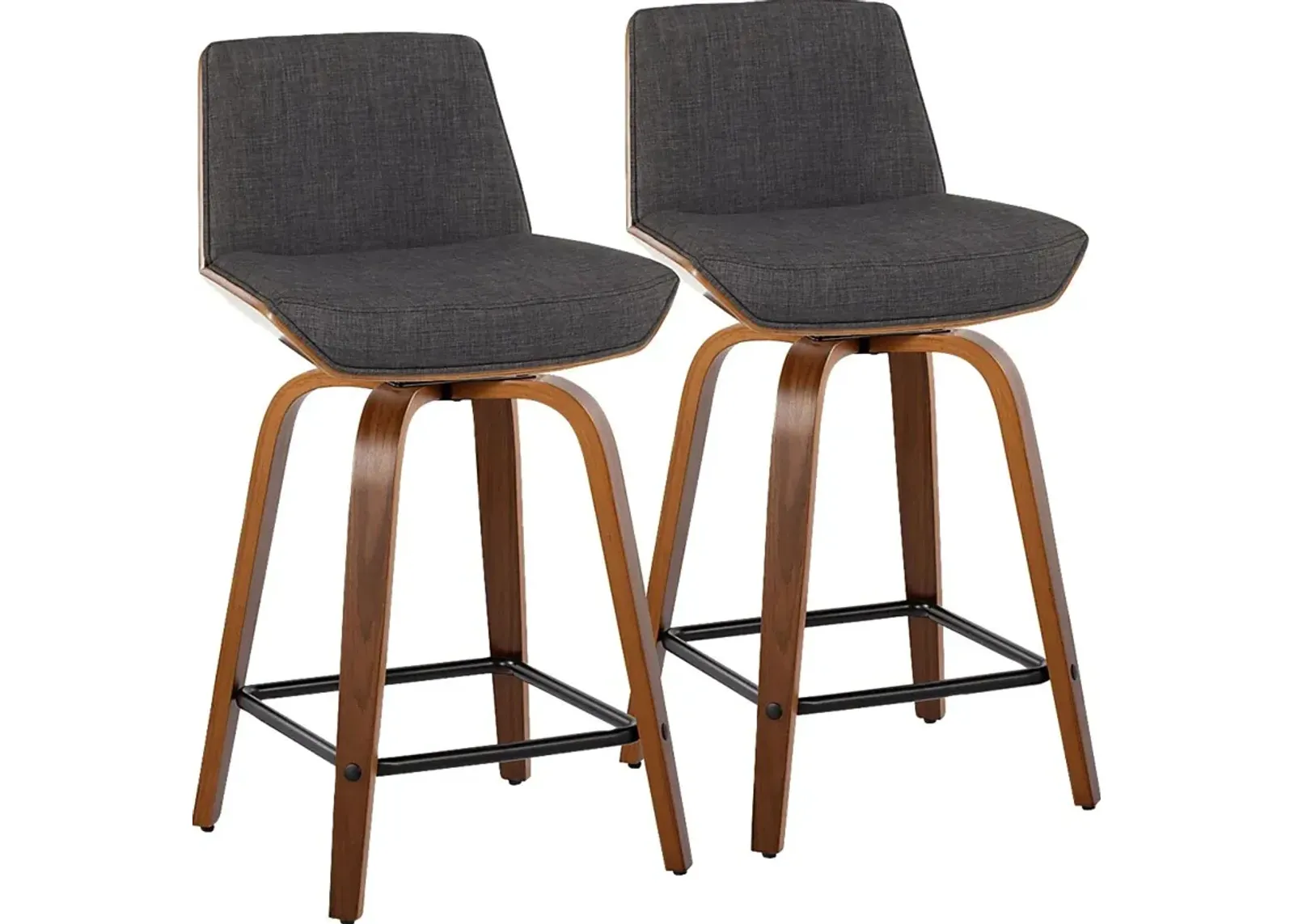 Towton II Charcoal Swivel Counter Height Stool, Set of 2