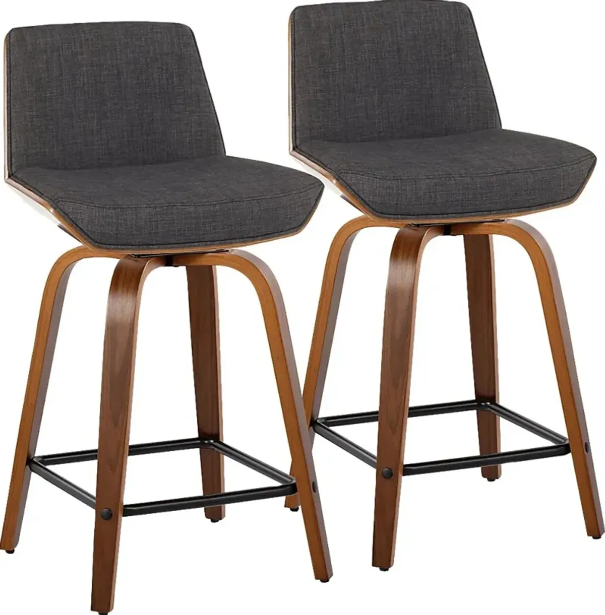 Towton II Charcoal Swivel Counter Height Stool, Set of 2