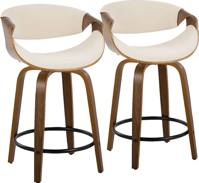 Tamaaron Cream Swivel Counter Height Stool, Set of 2