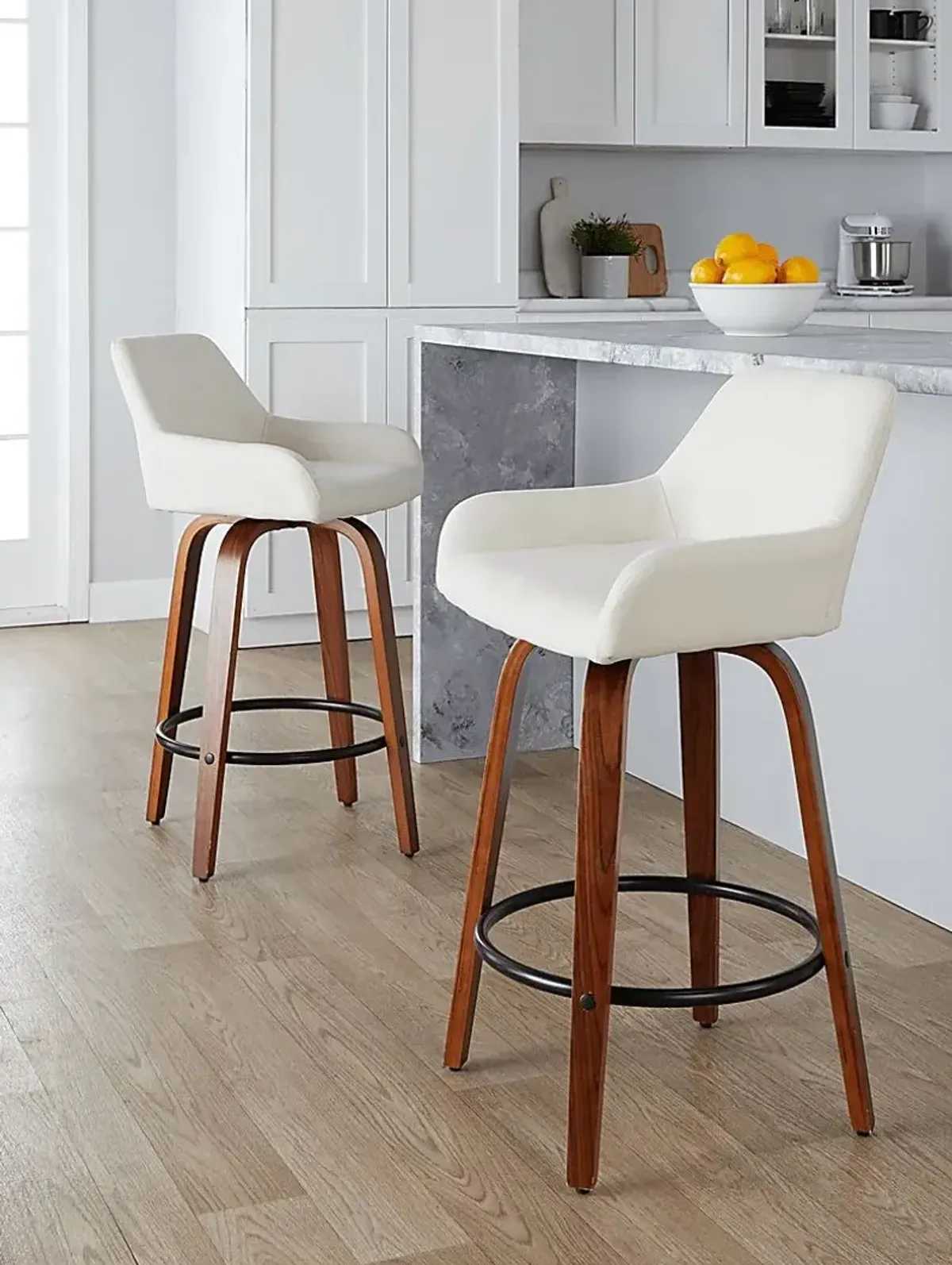 Rimcrest VI Cream Swivel Counter Height Stool, Set of 2