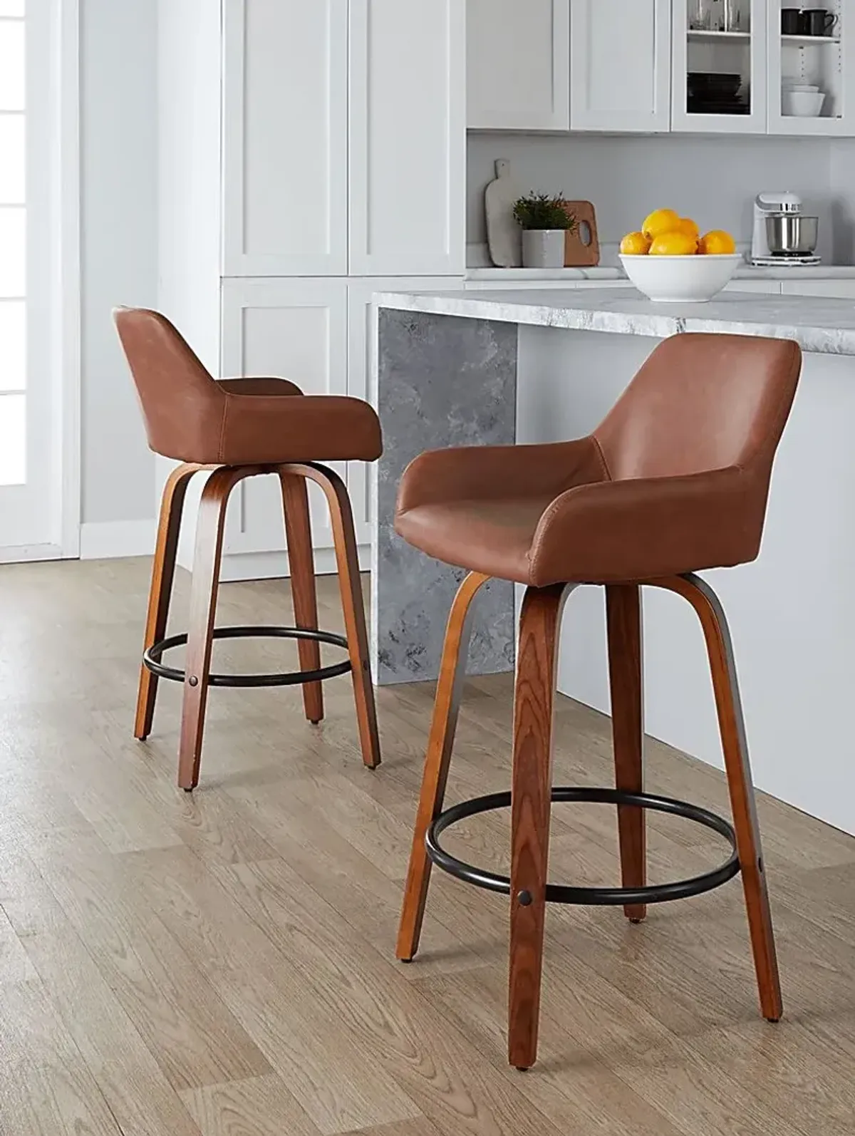 Rimcrest VI Camel Swivel Counter Height Stool, Set of 2