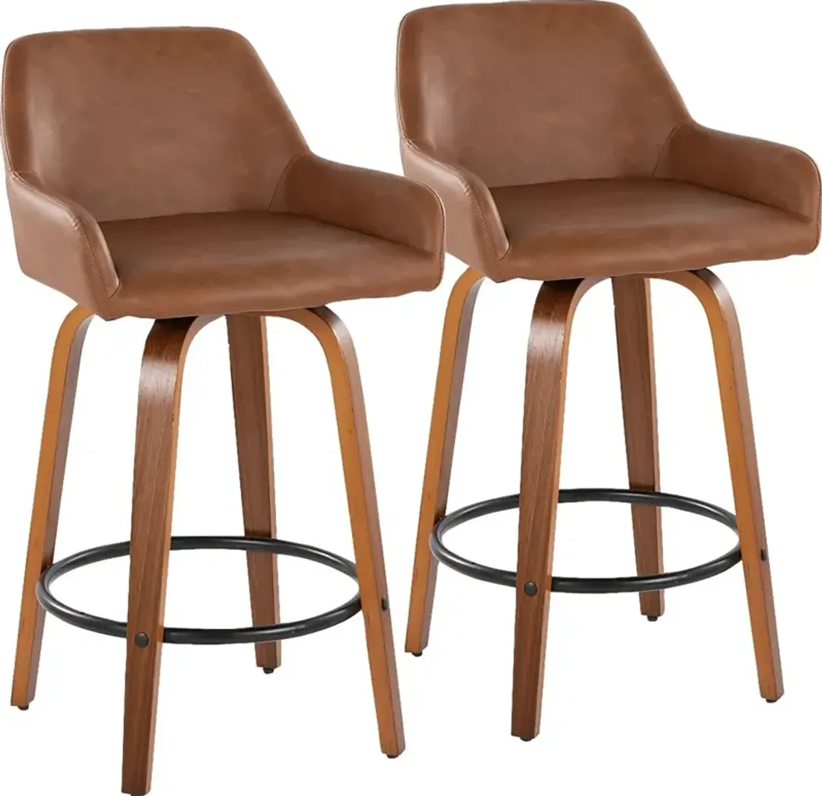 Rimcrest VI Camel Swivel Counter Height Stool, Set of 2