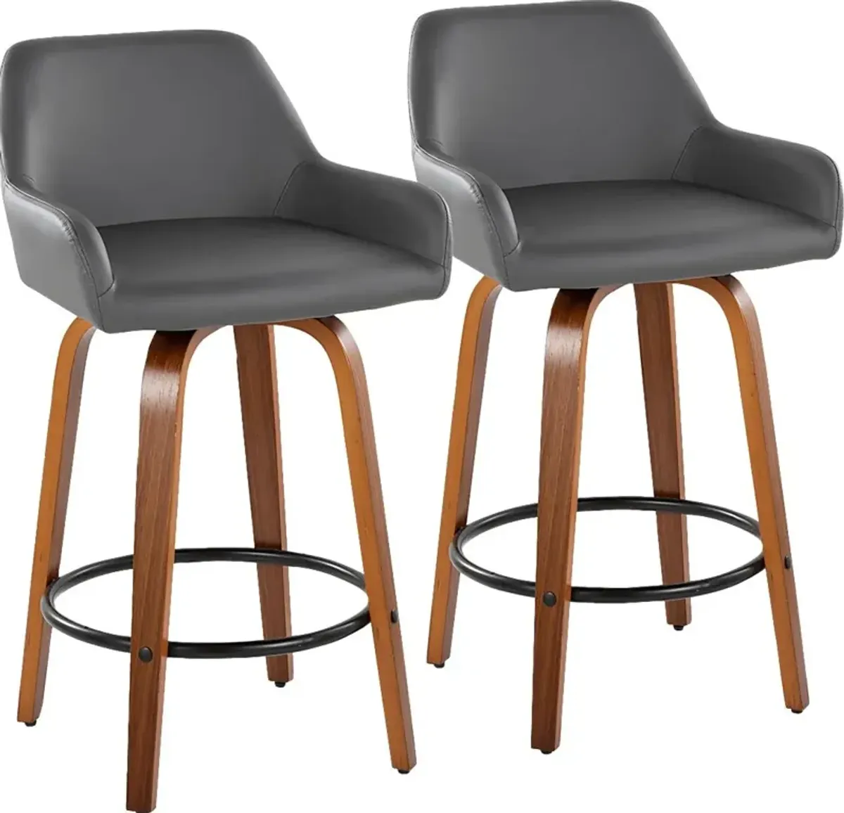 Rimcrest VI Gray Swivel Counter Height Stool, Set of 2