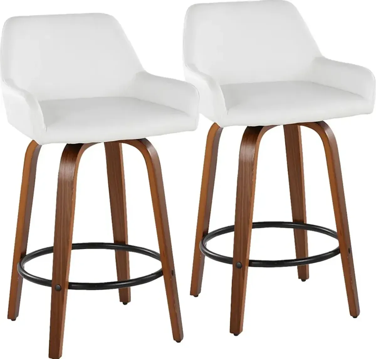 Rimcrest VI White Swivel Counter Height Stool, Set of 2