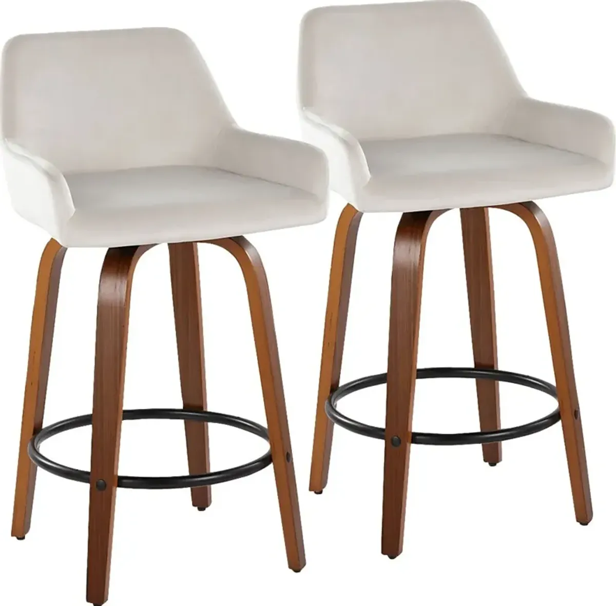 Rimcrest VI White Swivel Counter Height Stool, Set of 2