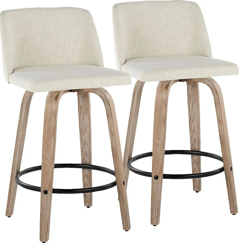 Wymering XII Cream Swivel Counter Height Stool, Set of 2