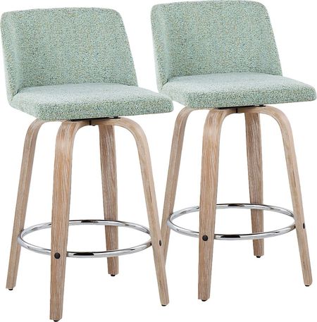 Wymering XII Green Swivel Counter Height Stool, Set of 2