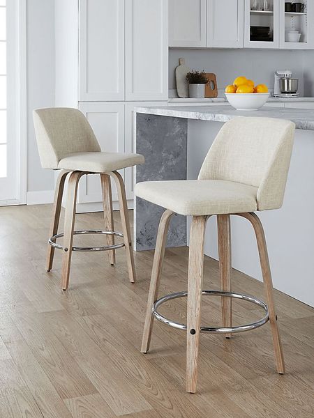 Wymering XII Cream Swivel Counter Height Stool, Set of 2