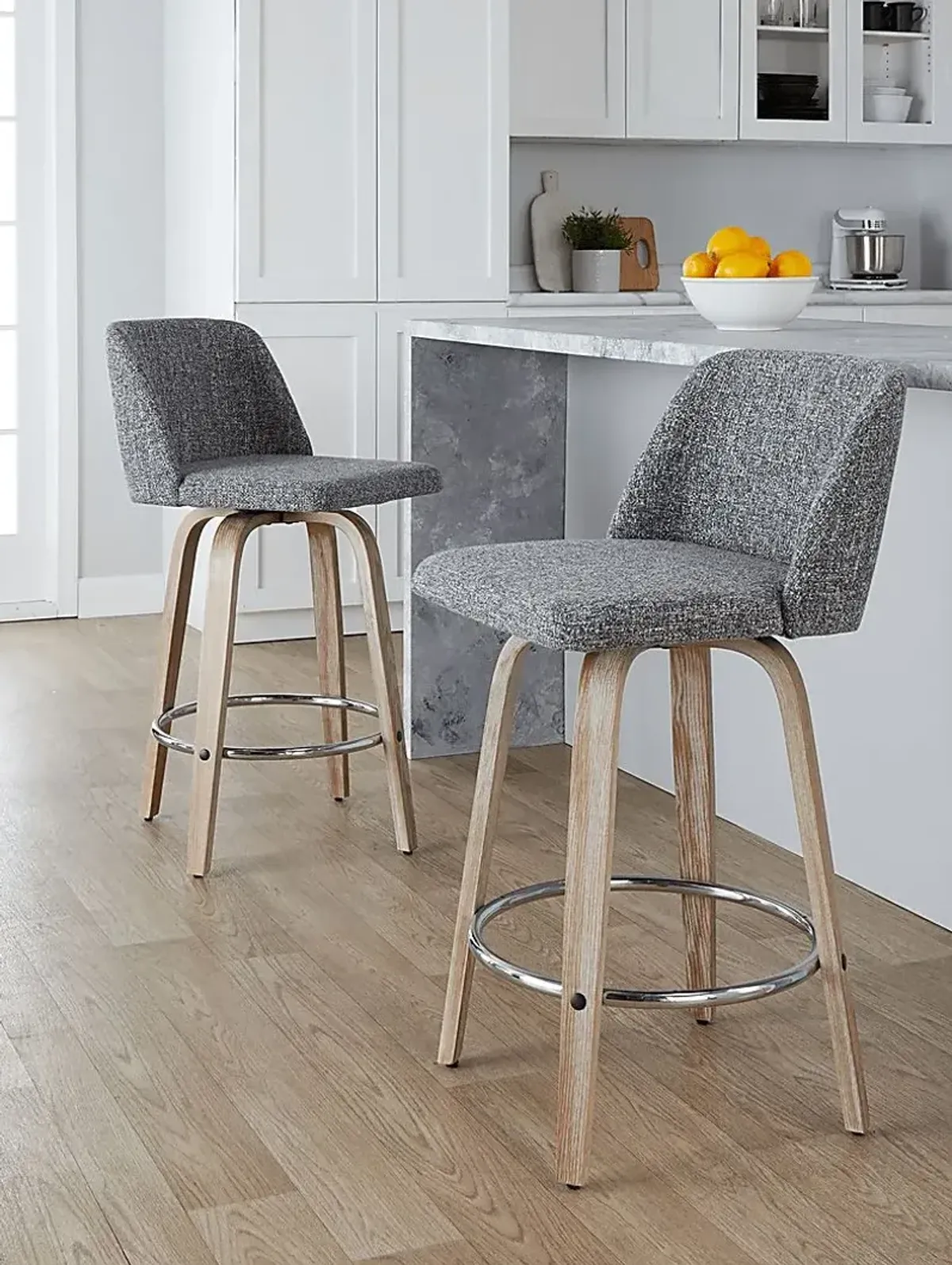 Wymering XII Gray Swivel Counter Height Stool, Set of 2