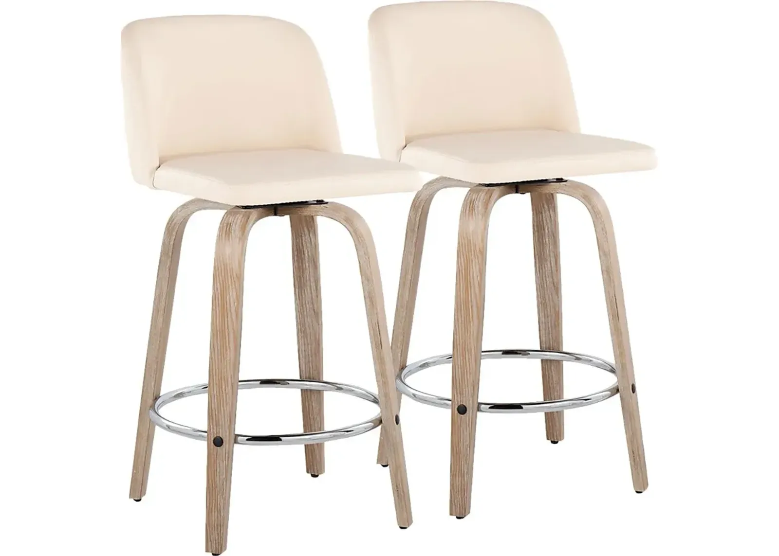 Wymering XII Cream Swivel Counter Height Stool, Set of 2