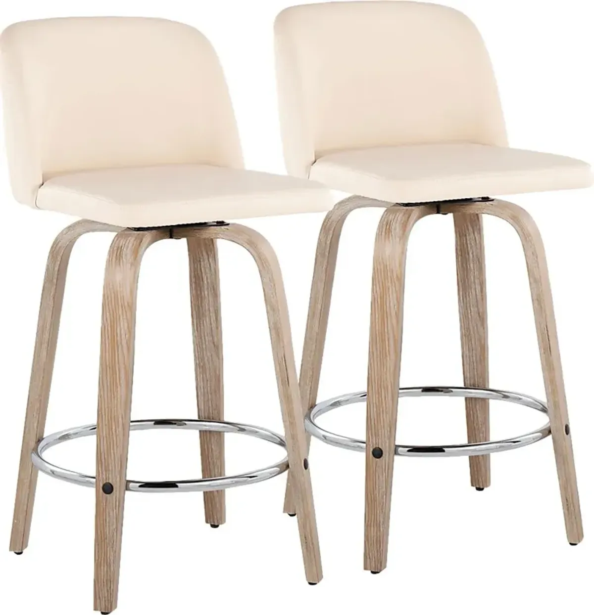 Wymering XII Cream Swivel Counter Height Stool, Set of 2