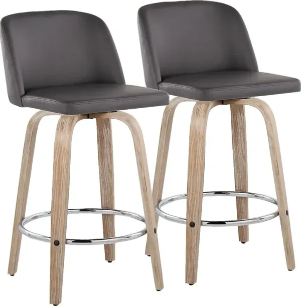 Wymering XIII Gray Swivel Counter Height Stool, Set of 2