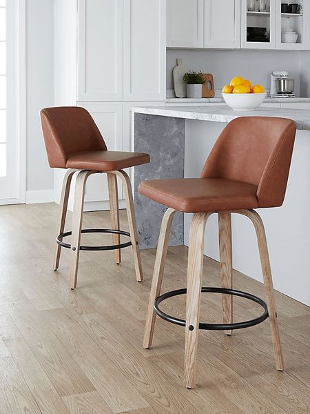 Wymering XIV Camel Swivel Counter Height Stool, Set of 2