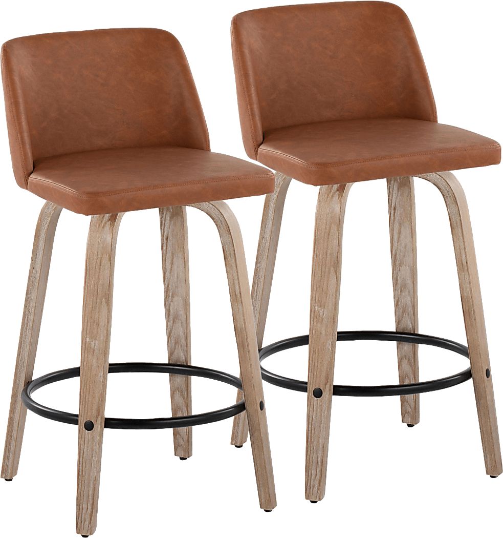 Wymering XIV Camel Swivel Counter Height Stool, Set of 2