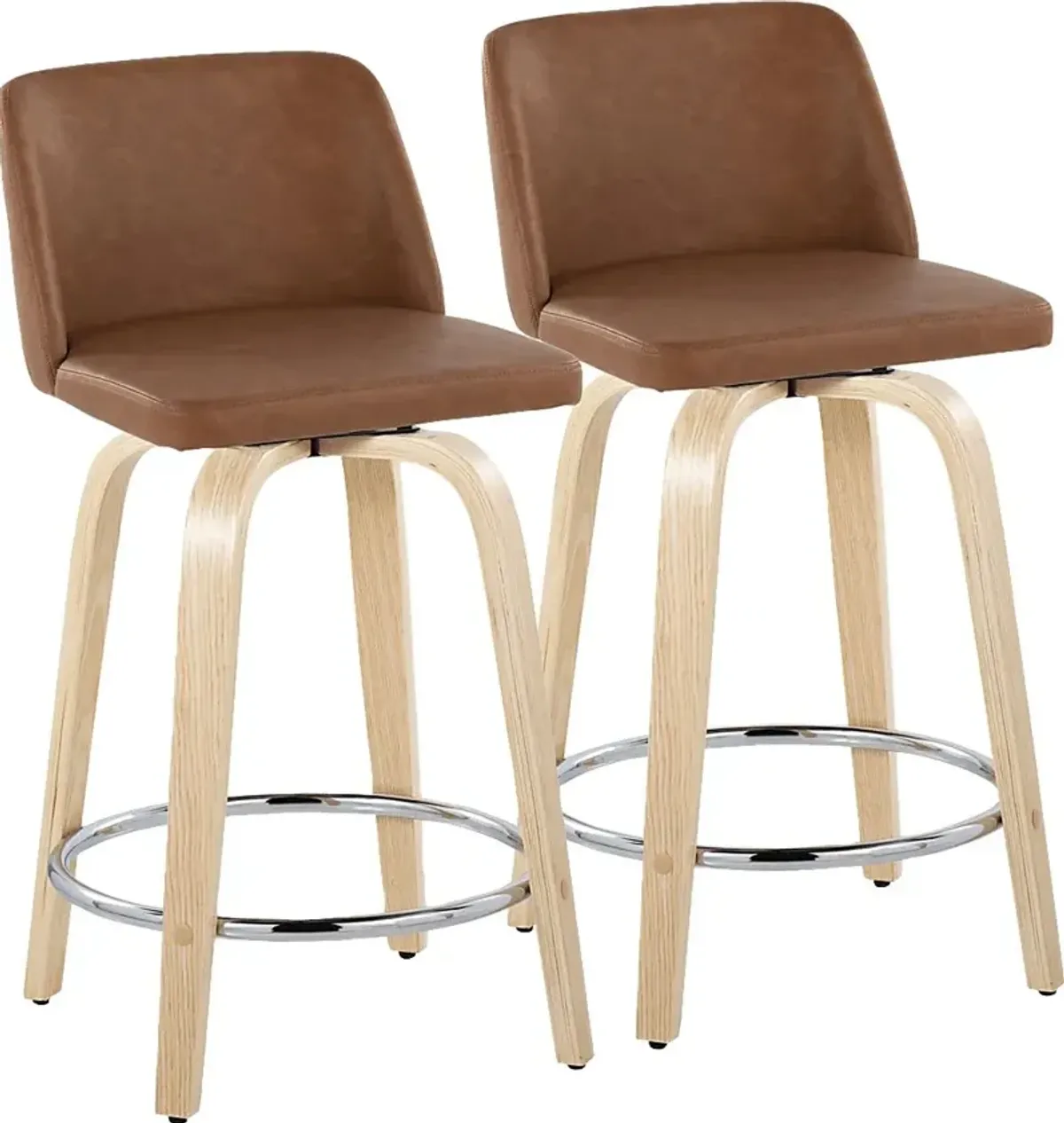 Wymering XVI Camel Swivel 24"" Counter Height Stool, Set of 2