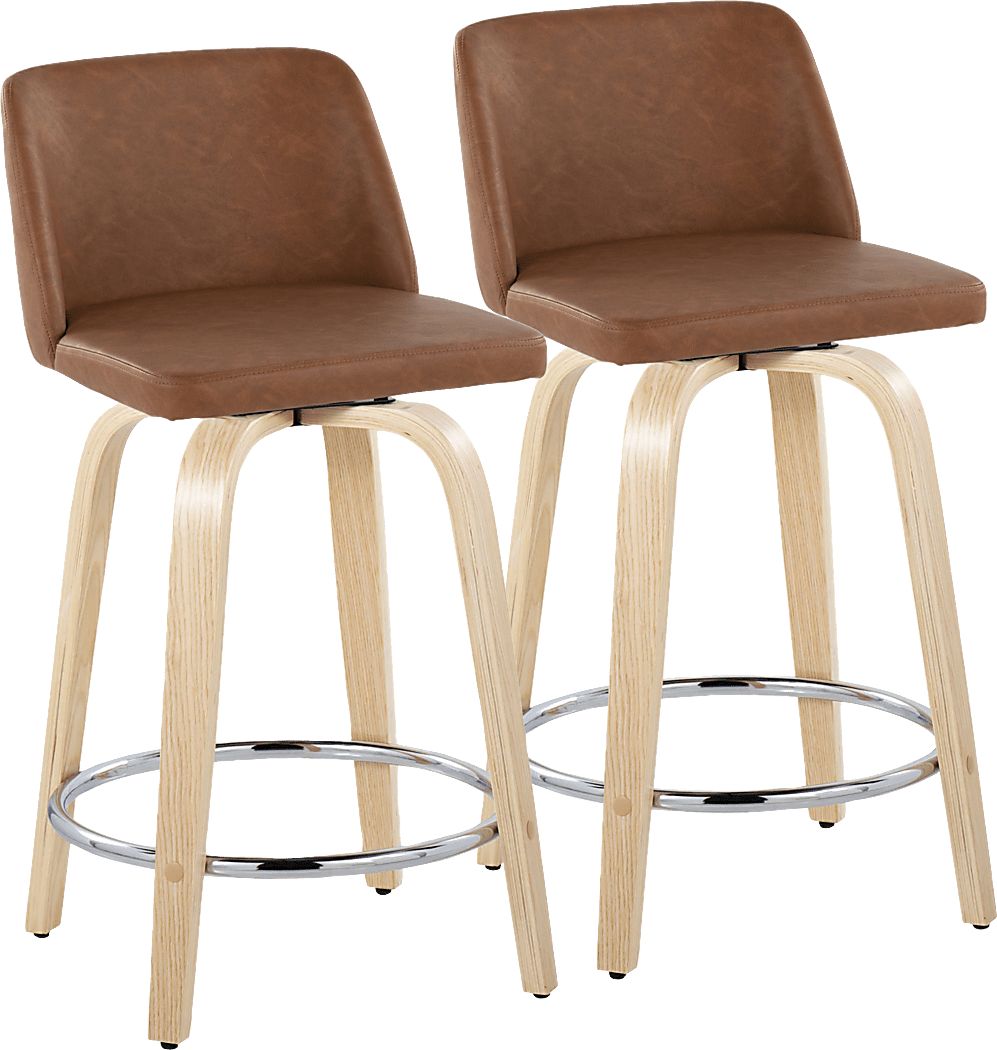 Wymering XVI Camel Swivel 24"" Counter Height Stool, Set of 2