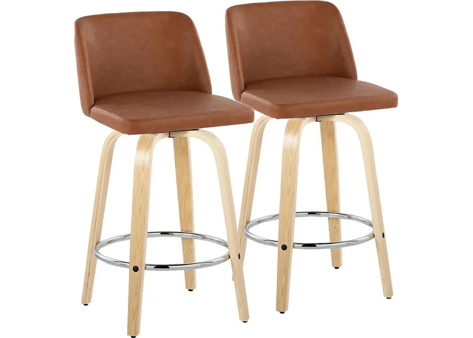 Wymering XVI Camel Swivel Counter Height Stool, Set of 2