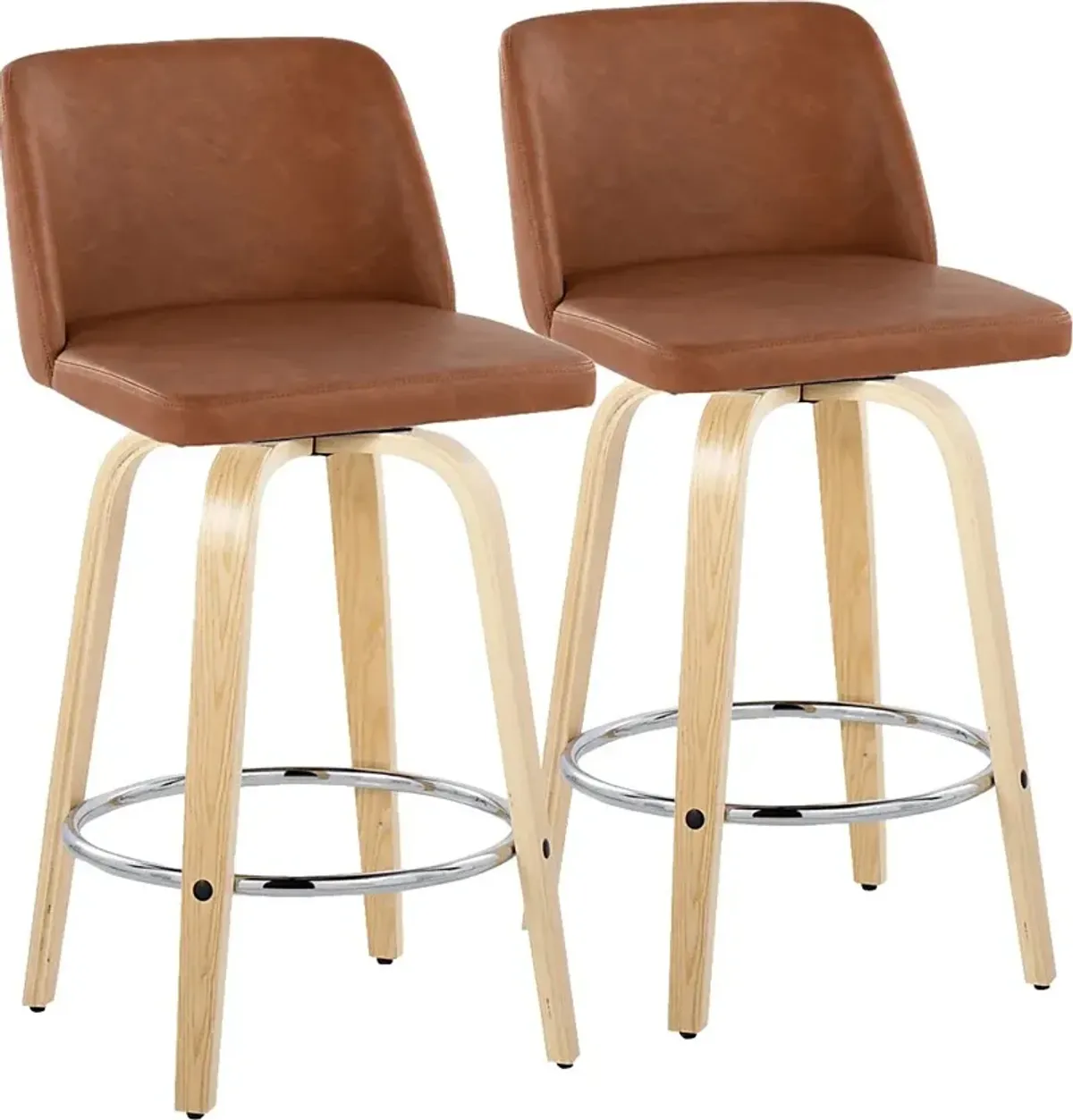 Wymering XVI Camel Swivel Counter Height Stool, Set of 2