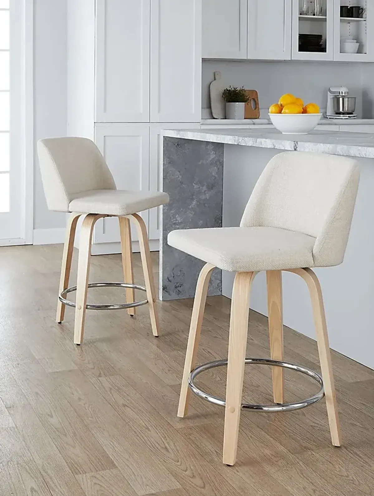 Wymering XVII Cream Swivel 24"" Counter Height Stool, Set of 2