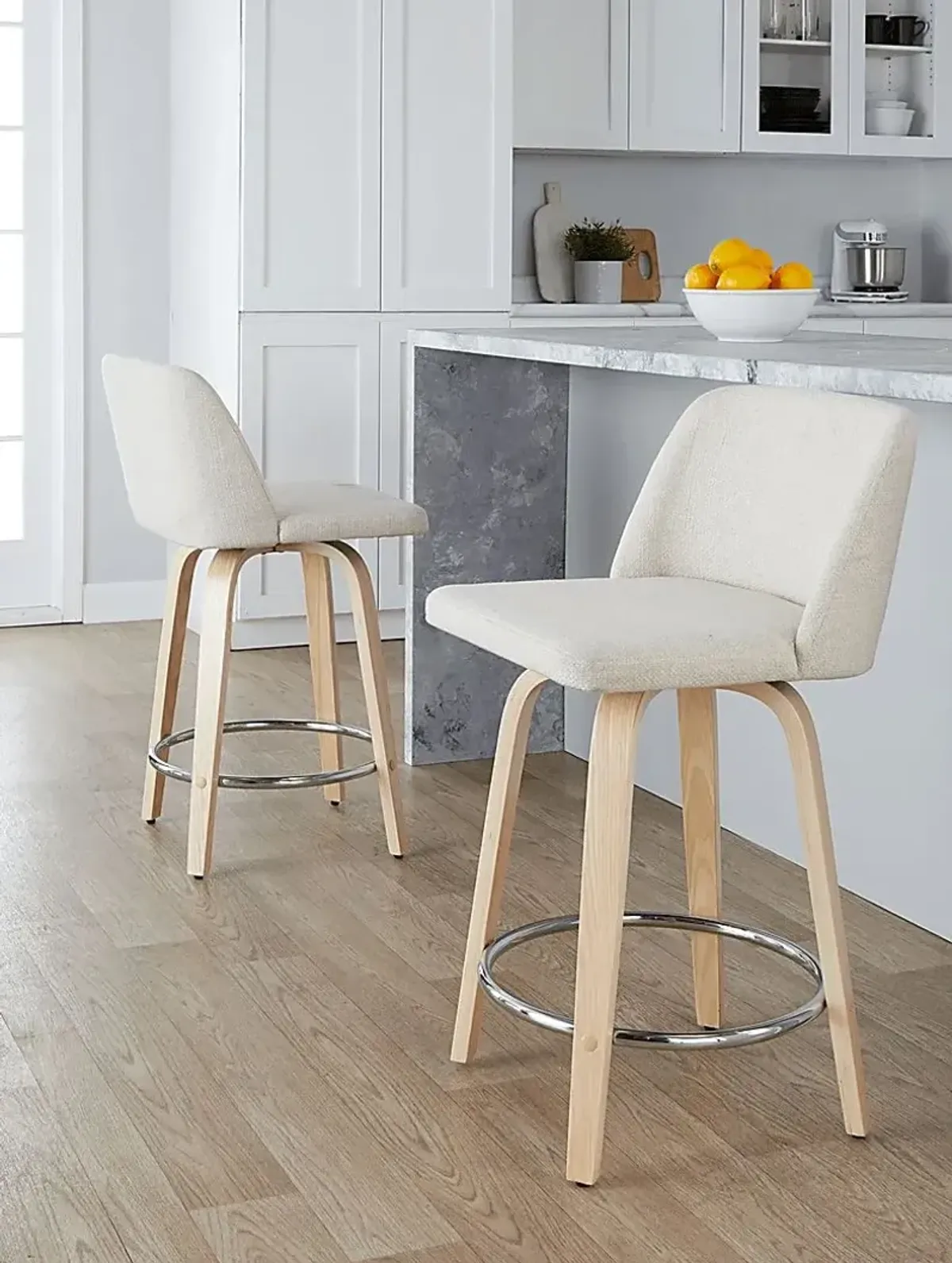 Wymering XVII Cream Swivel 24"" Counter Height Stool, Set of 2