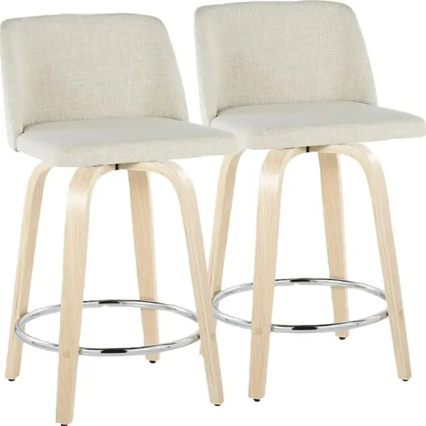 Wymering XVII Cream Swivel 24" Counter Height Stool, Set of 2