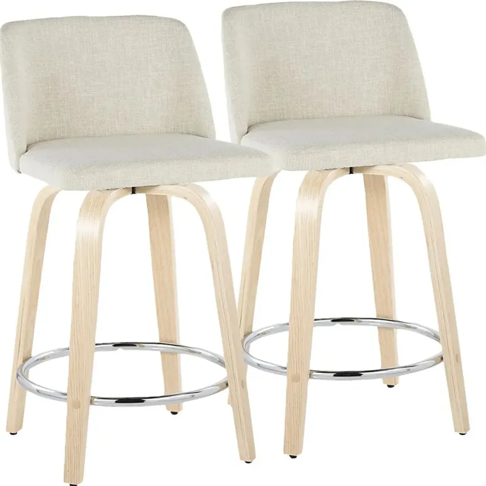 Wymering XVII Cream Swivel 24"" Counter Height Stool, Set of 2