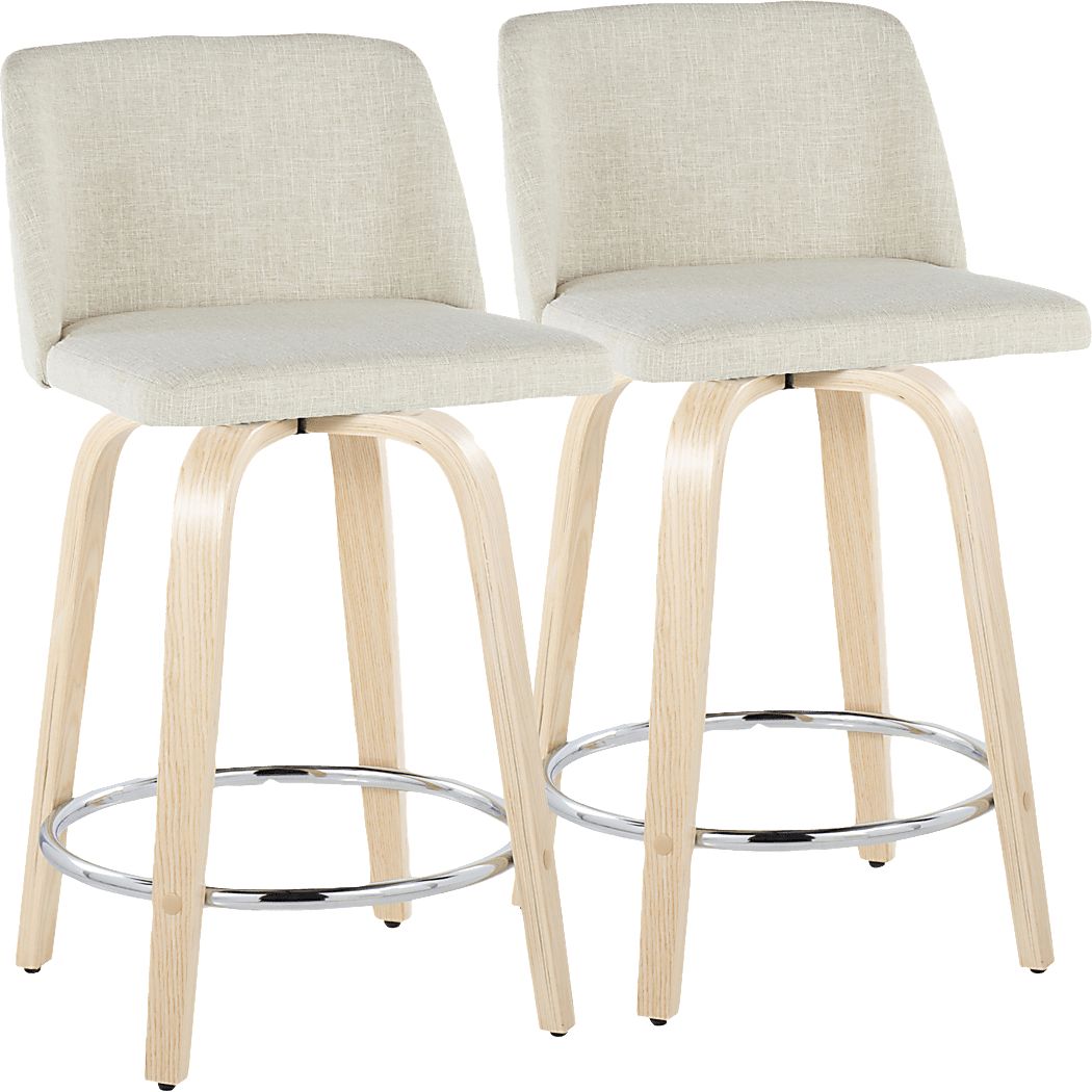 Wymering XVII Cream Swivel 24"" Counter Height Stool, Set of 2