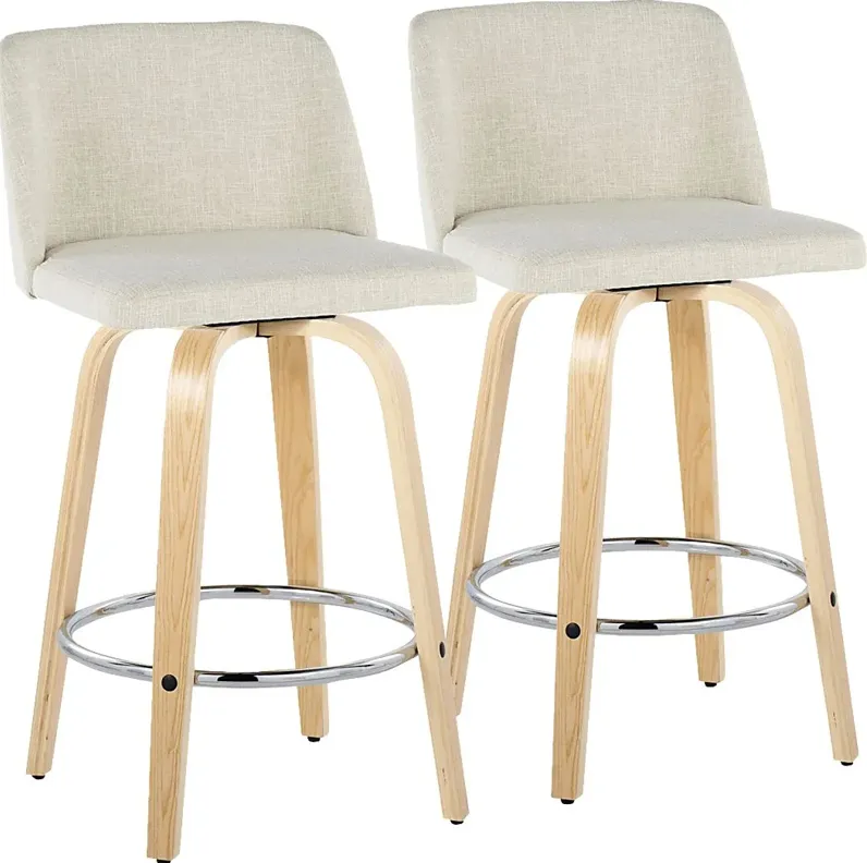 Wymering XVII Cream Swivel Counter Height Stool, Set of 2