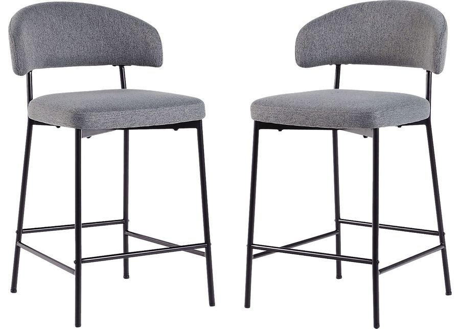 Woodsorrel Charcoal Counter Height Stool, Set of 2