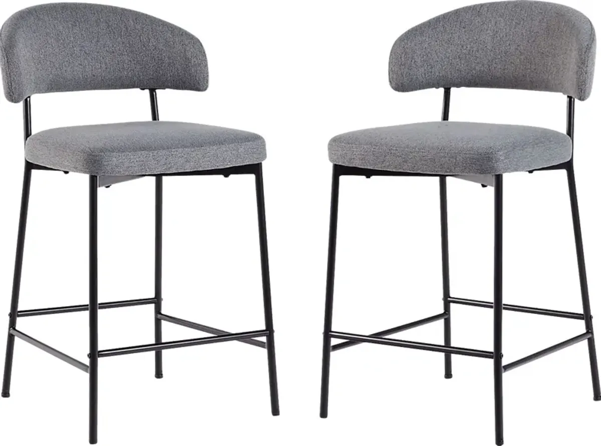 Woodsorrel Charcoal Counter Height Stool, Set of 2