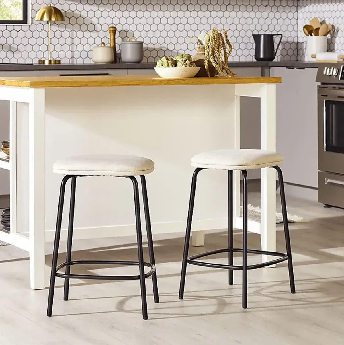 Brakenbury Ivory Counter Height Stool, Set of 2