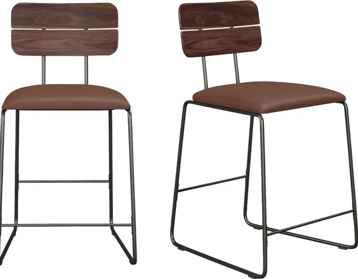 Brooklain Brown Counter Height Stool, Set of 2