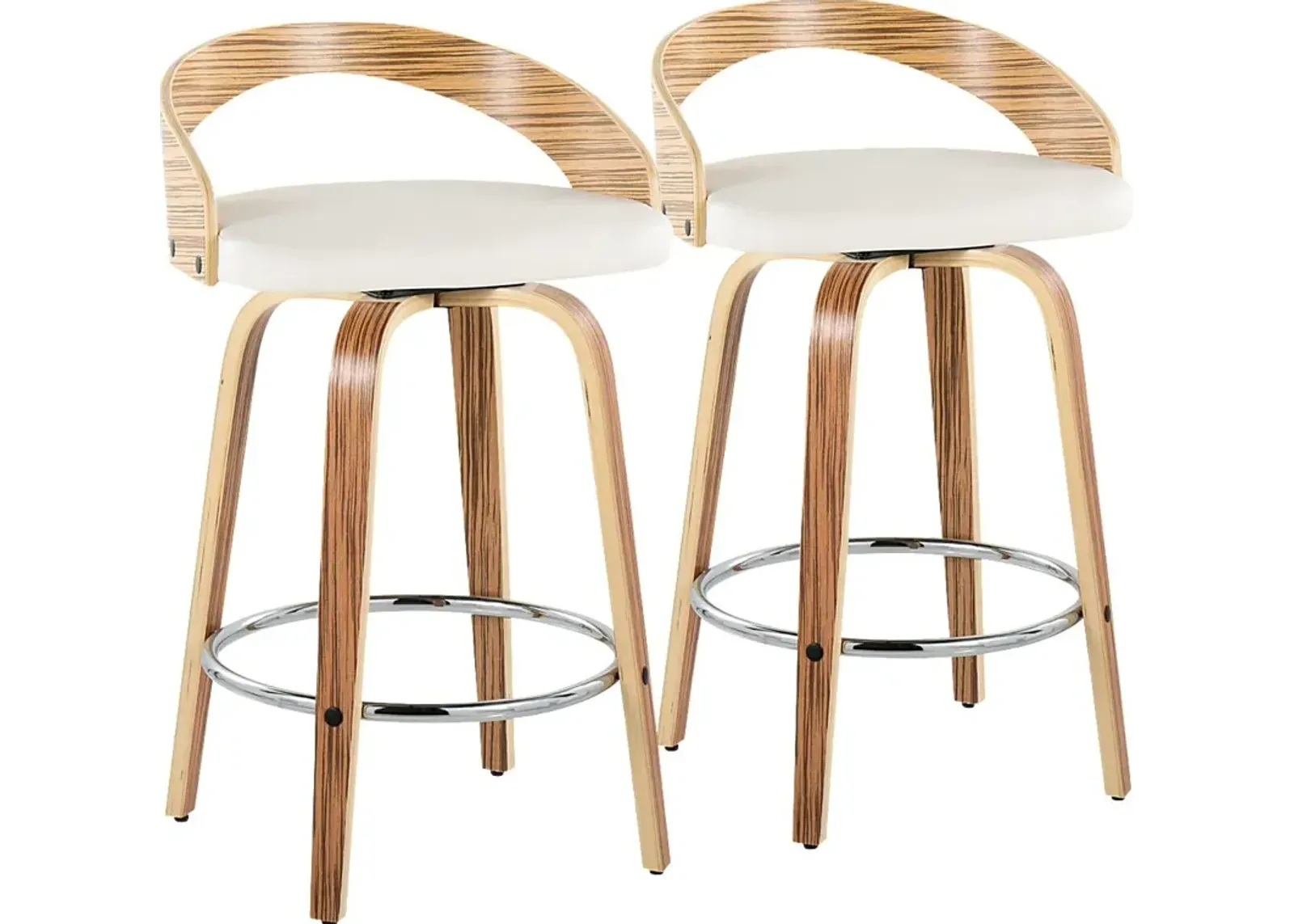 Wrayhall III White Swivel Counter Height Stool, Set of 2