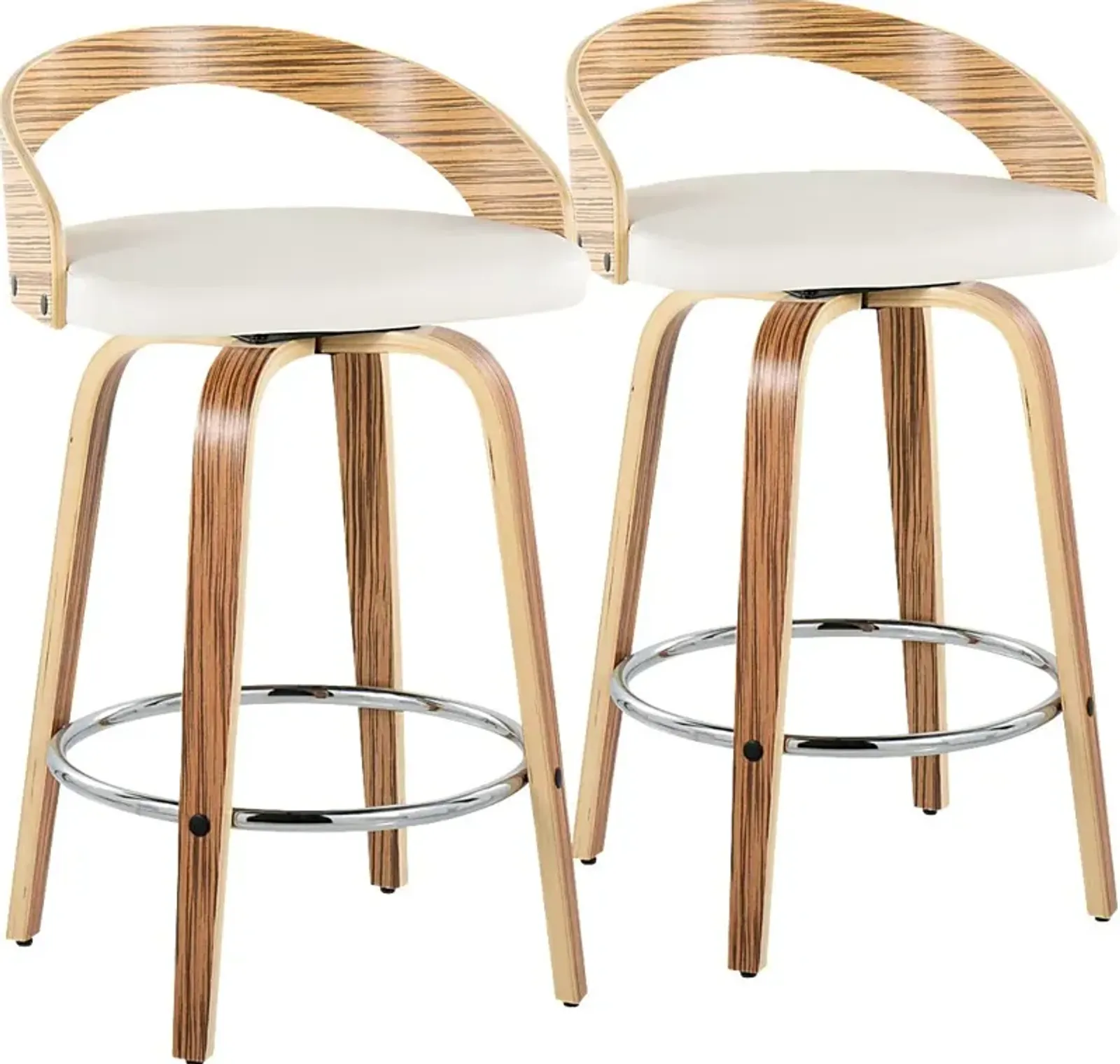 Wrayhall III White Swivel Counter Height Stool, Set of 2