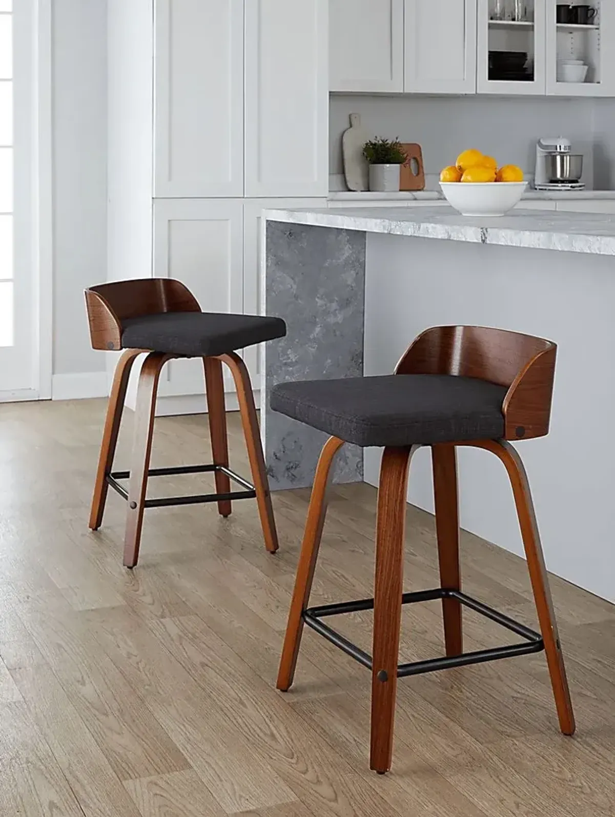 Wetherburn I Charcoal 24"" Swivel Counter Height Stool, Set of 2