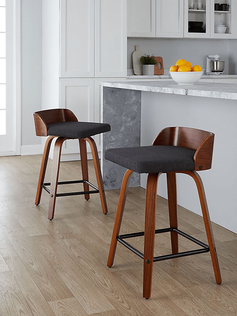 Wetherburn I Charcoal 24"" Swivel Counter Height Stool, Set of 2