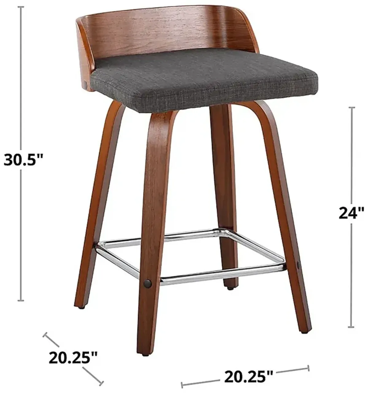 Wetherburn I Charcoal 24"" Swivel Counter Height Stool, Set of 2