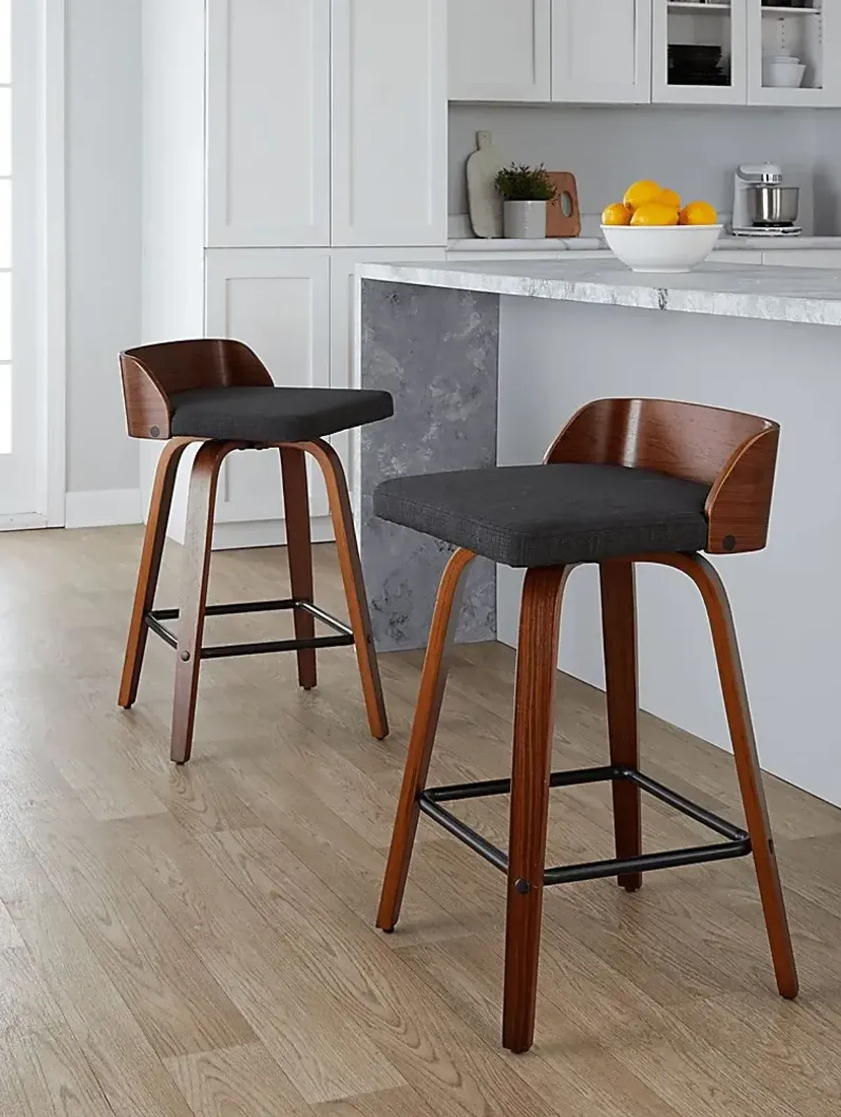 Wetherburn I Charcoal Swivel Counter Height Stool, Set of 2