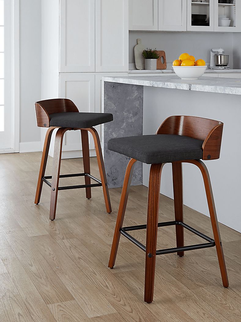 Wetherburn I Charcoal Swivel Counter Height Stool, Set of 2