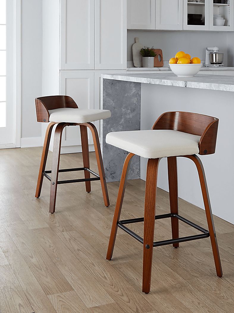 Wetherburn I Cream Swivel Counter Height Stool, Set of 2