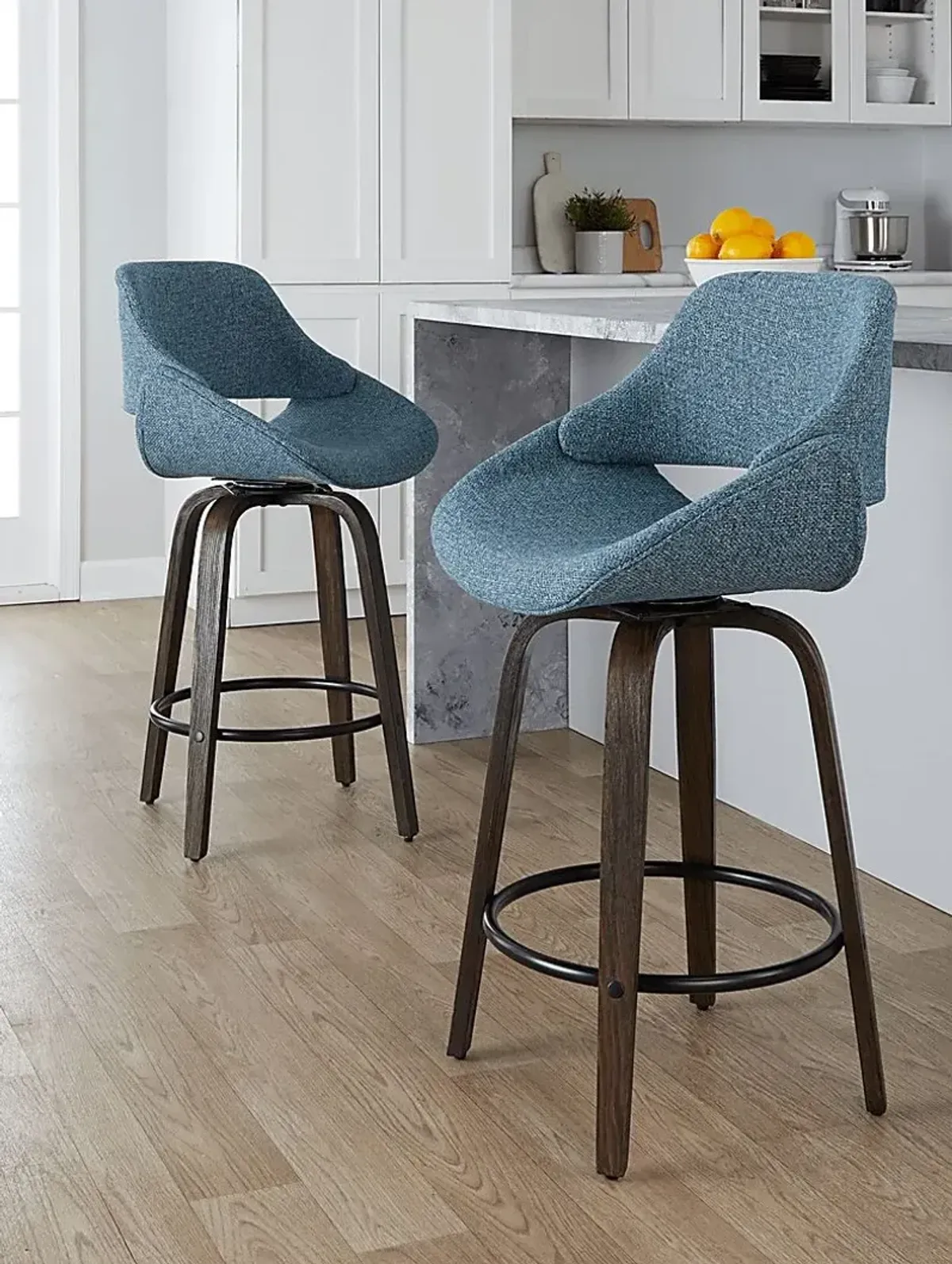 Westnedge Blue Swivel Counter Height Stool, Set of 2