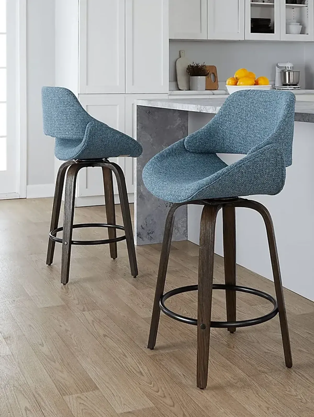 Westnedge Blue Swivel Counter Height Stool, Set of 2