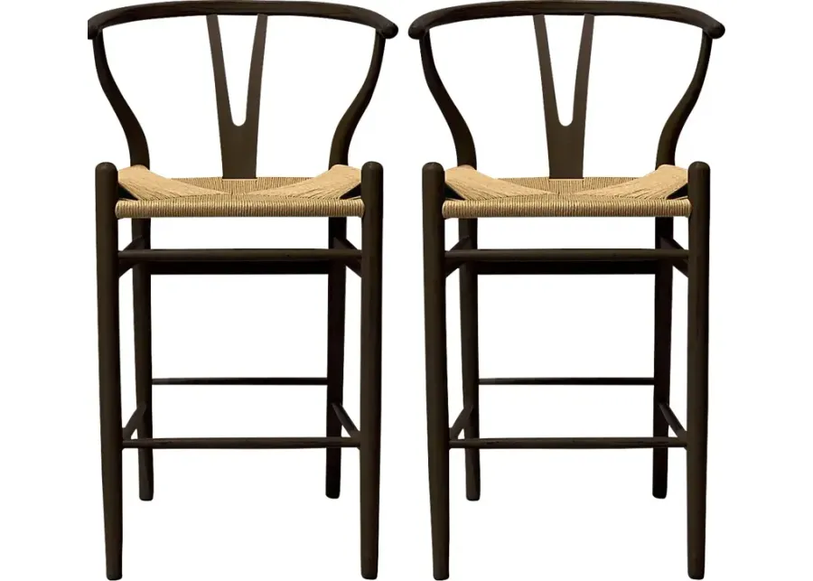 Thyleo Black Counter Height Stool, Set of 2