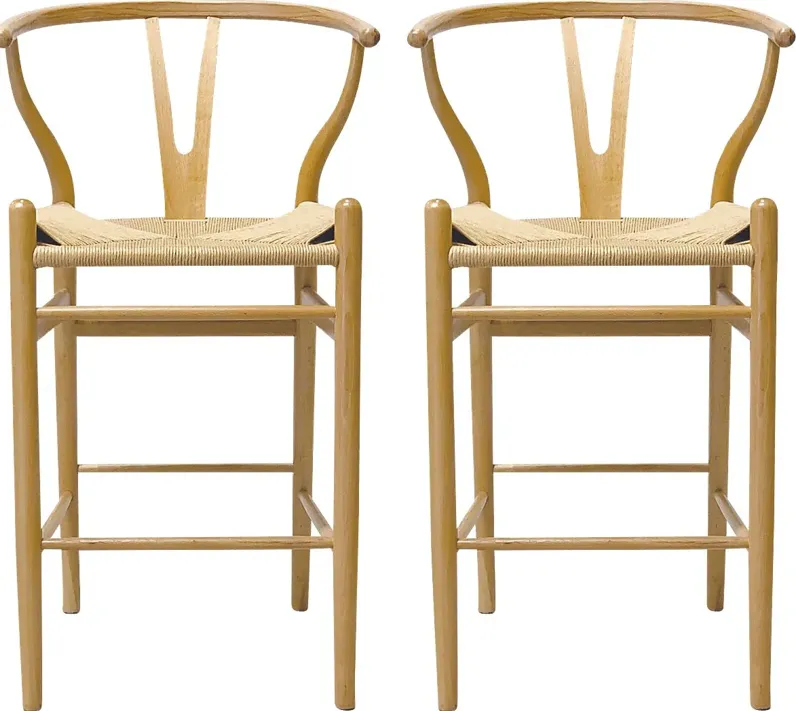 Thyleo Natural Counter Height Stool, Set of 2