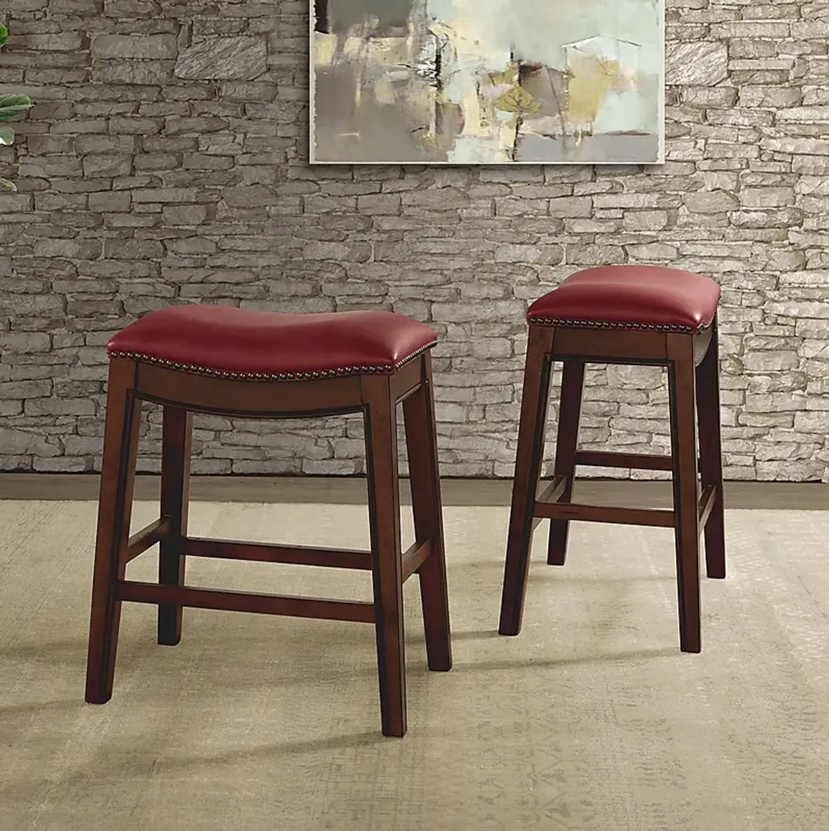 Soulbit Red Counter Height Stool