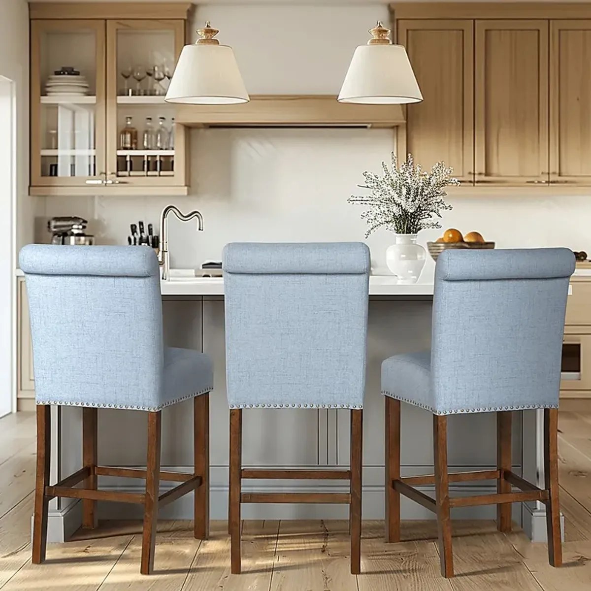 Korat Light Blue Counter Stool, Set of 2