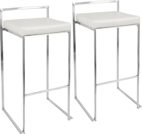 Birdlake IV White Barstool, Set of 2