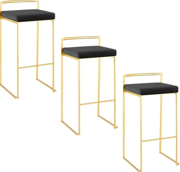 Birdlake II Black Barstool, Set of 3
