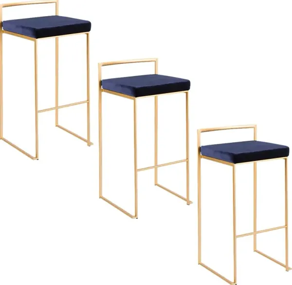 Birdlake II Blue Barstool, Set of 3